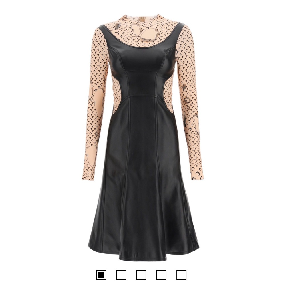 MARINE SERRE REGENERATED LEATHER HYBRID STRETCH DRESS